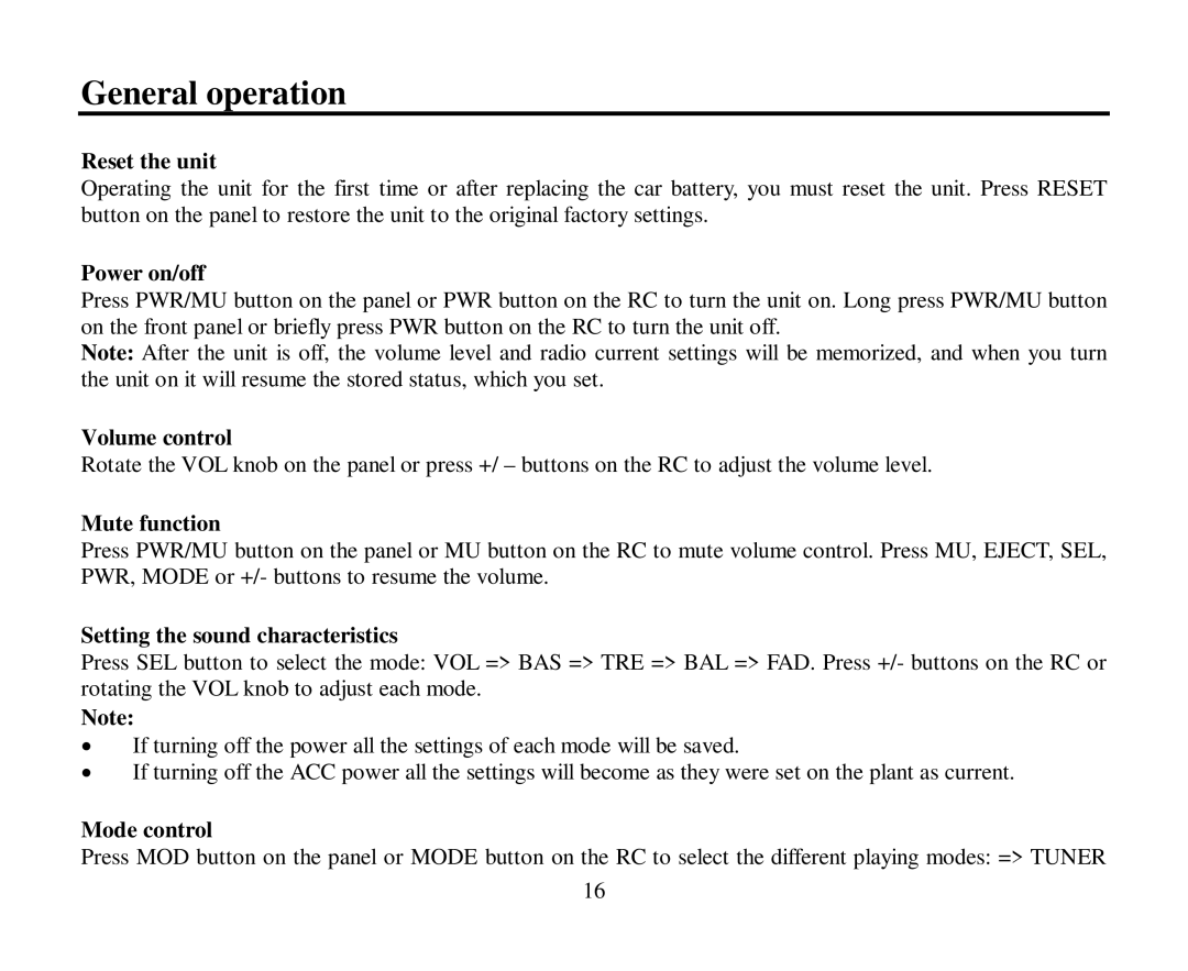 Hyundai H-CMD4004 instruction manual General operation 