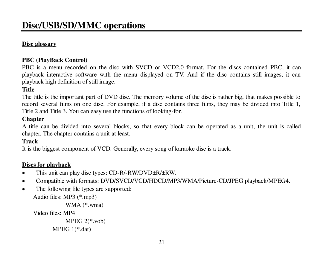 Hyundai H-CMD4004 instruction manual Disc/USB/SD/MMC operations 