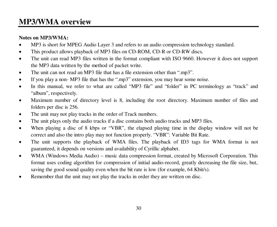 Hyundai H-CMD4004 instruction manual MP3/WMA overview 