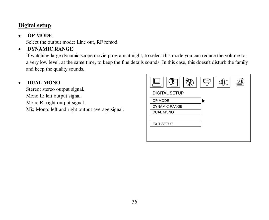 Hyundai H-CMD4005 instruction manual Digital setup 