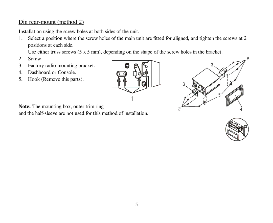 Hyundai H-CMD4005 instruction manual Din rear-mount method 