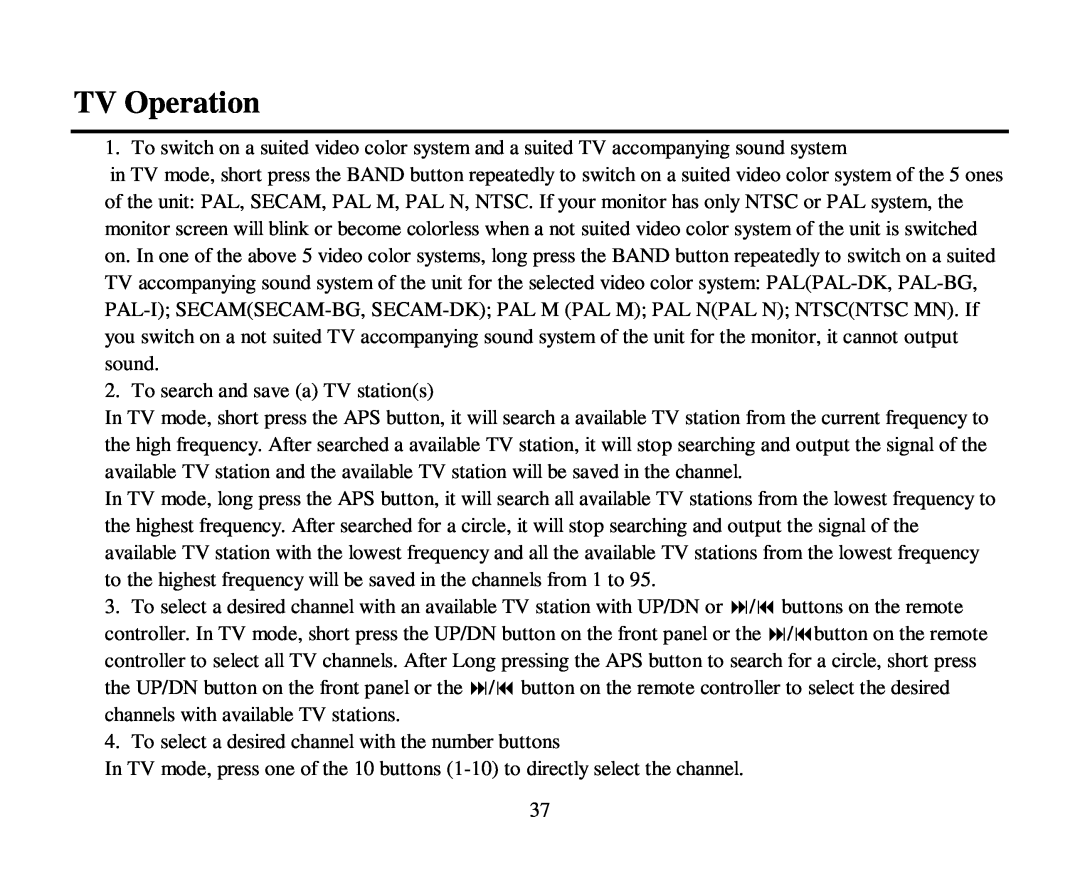 Hyundai H-CMD4005 instruction manual TV Operation 