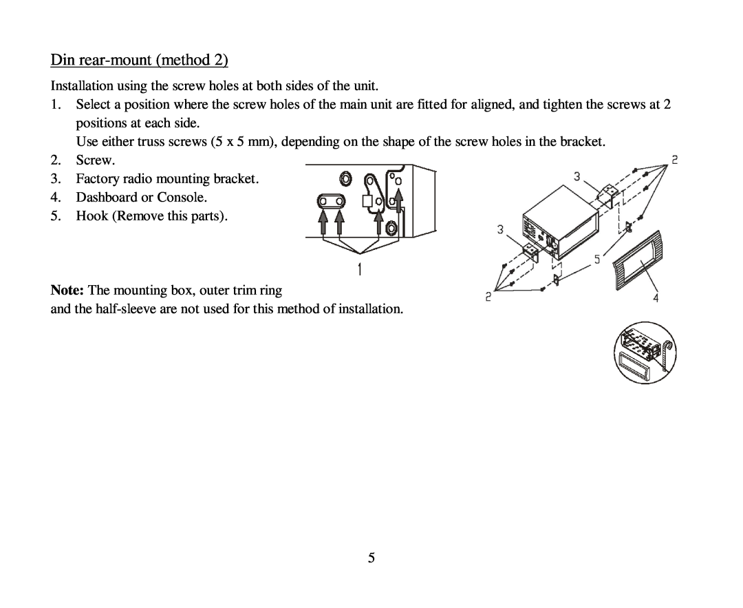 Hyundai H-CMD4005 instruction manual Din rear-mount method 