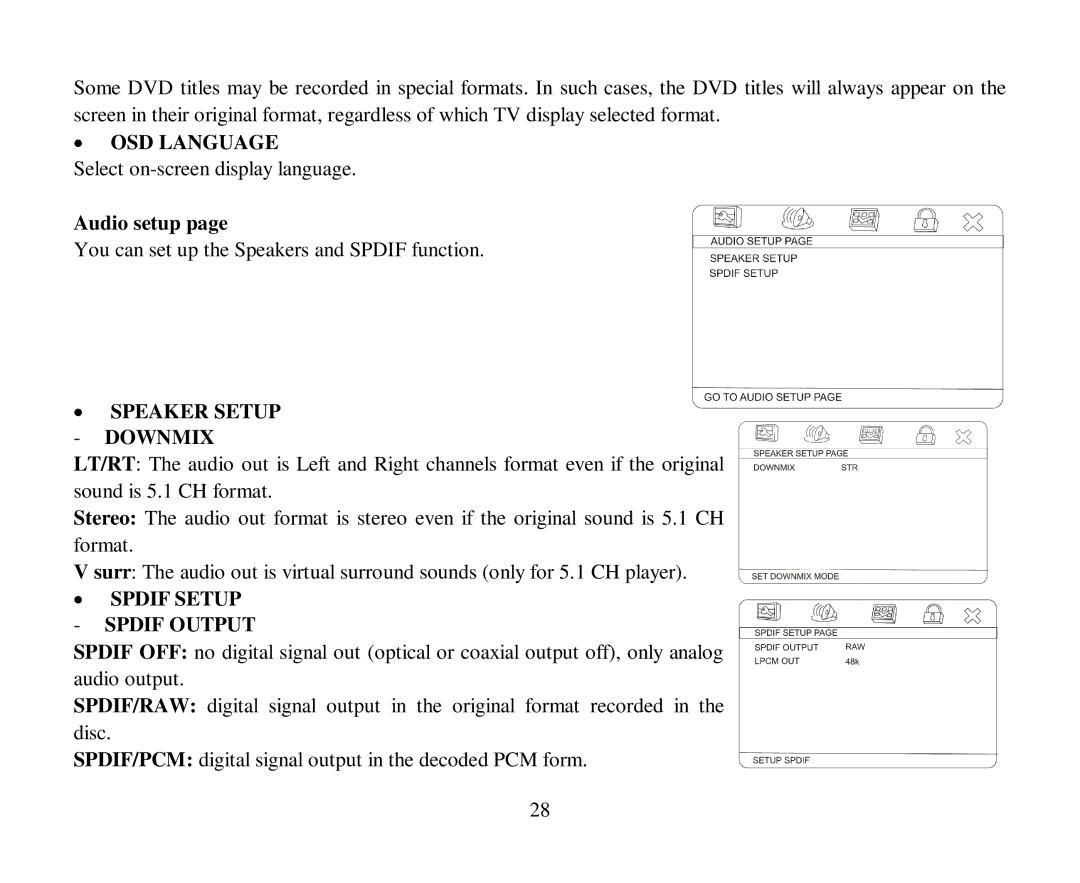 Hyundai H-CMD4007 instruction manual OSD Language, Audio setup 