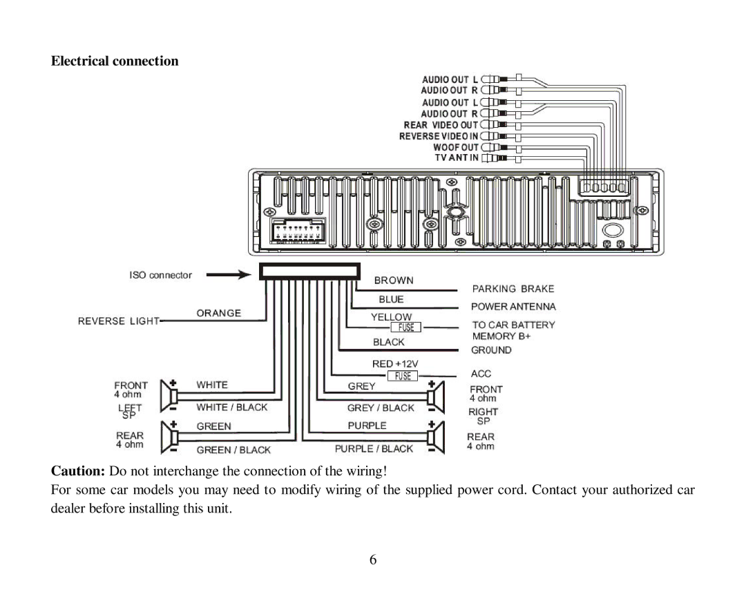 Hyundai H-CMD4007 instruction manual Electrical connection 