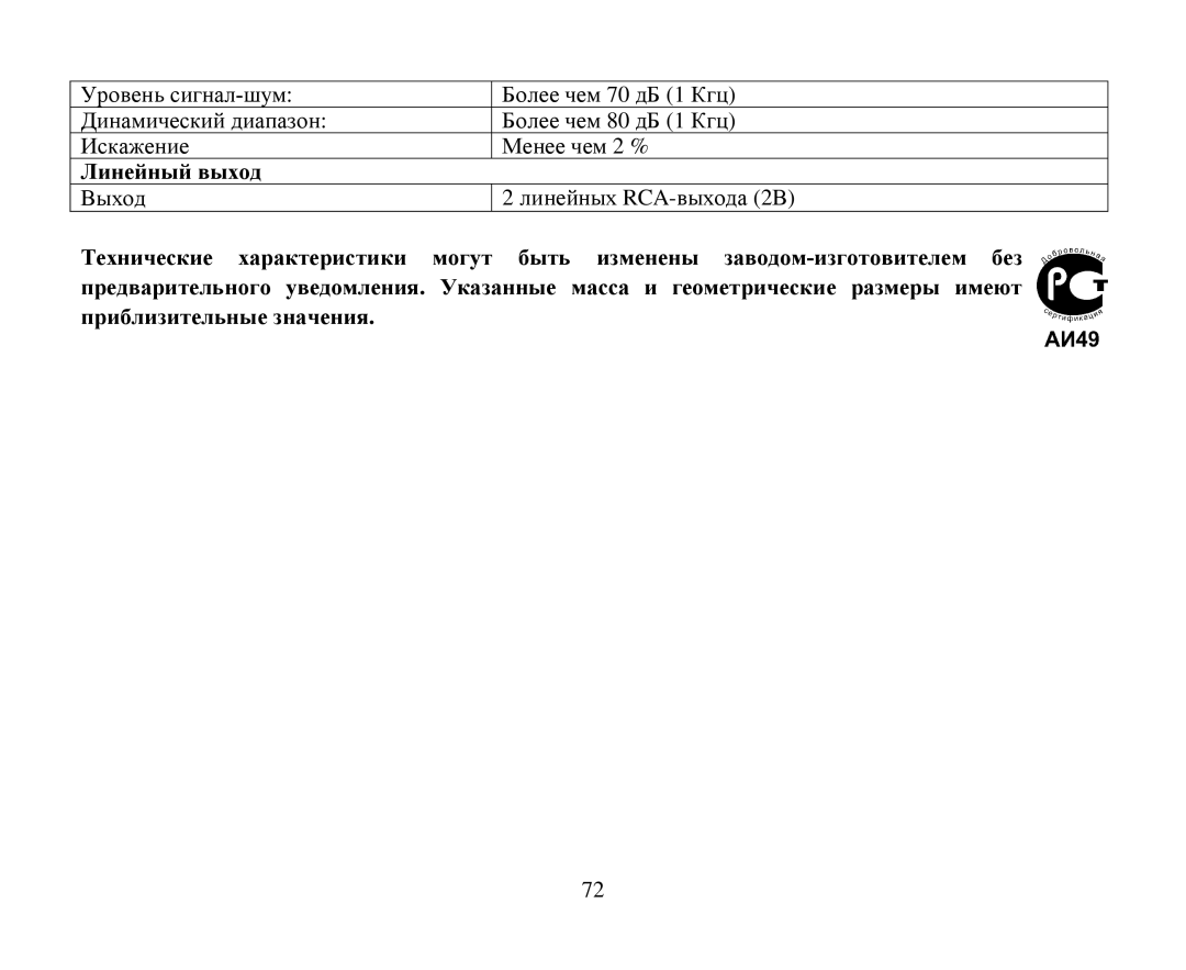 Hyundai H-CMD4007 instruction manual Линейный выхοд 