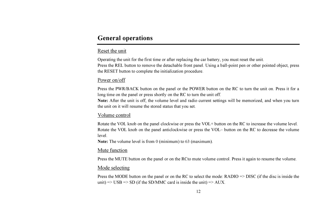 Hyundai H-CMD4008 instruction manual General operations 