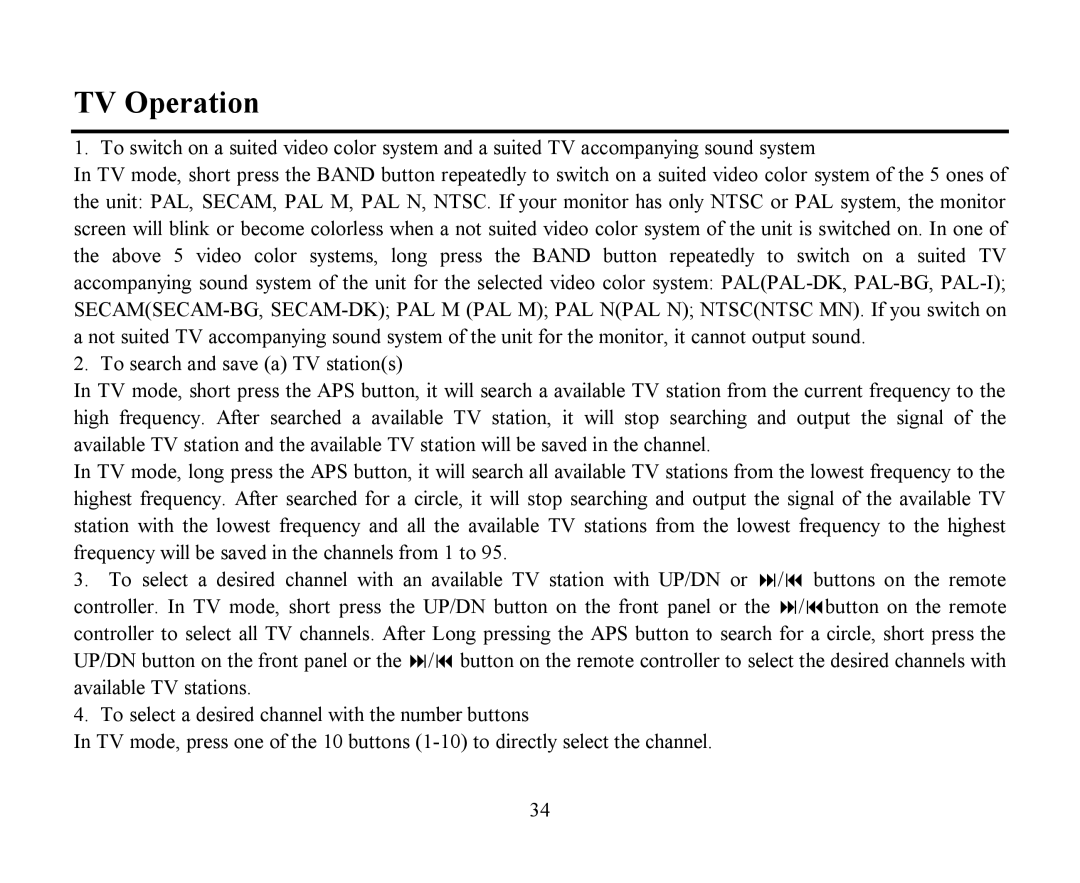 Hyundai H-CMD4009 instruction manual TV Operation 