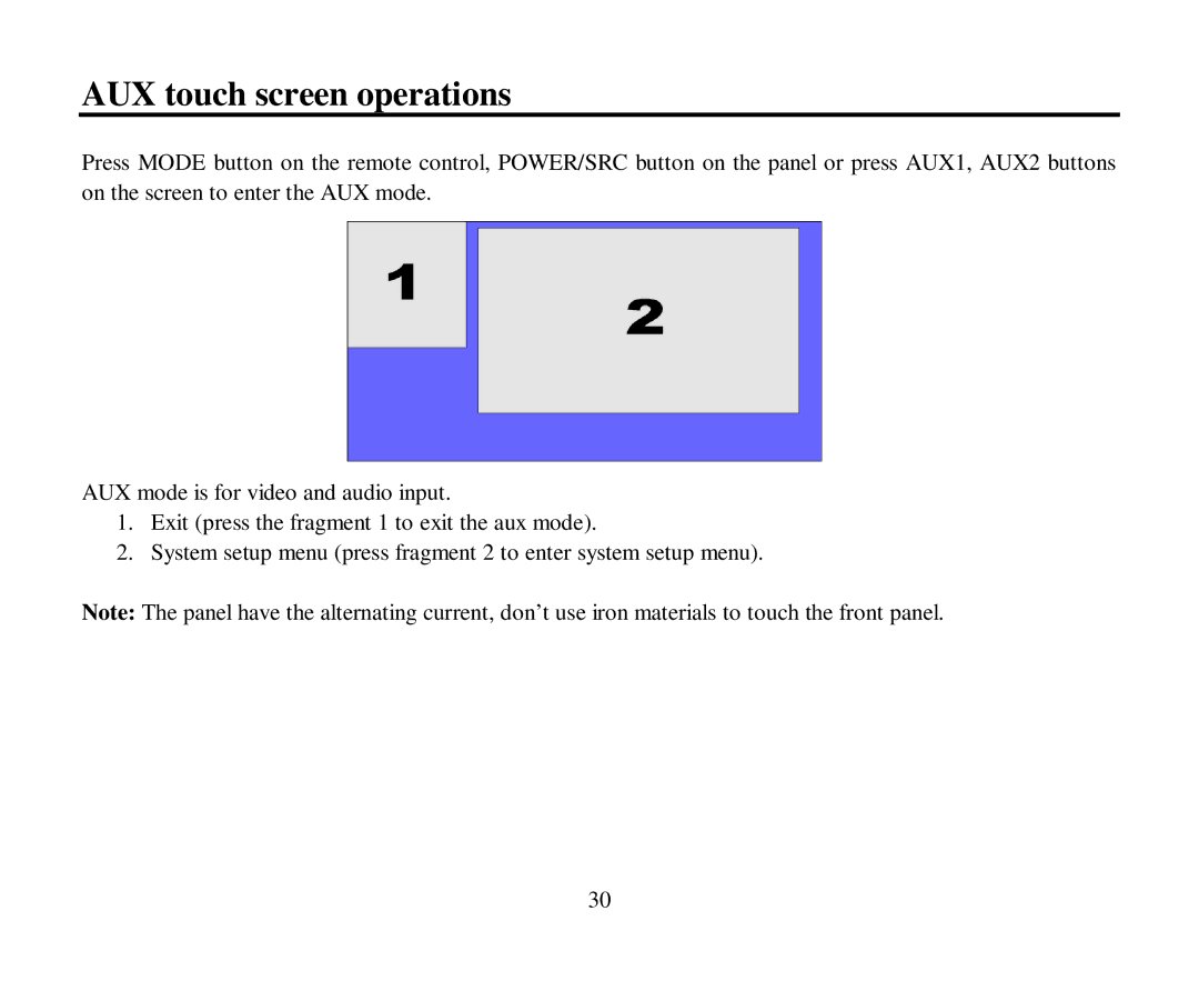 Hyundai H-CMD4012 instruction manual AUX touch screen operations 