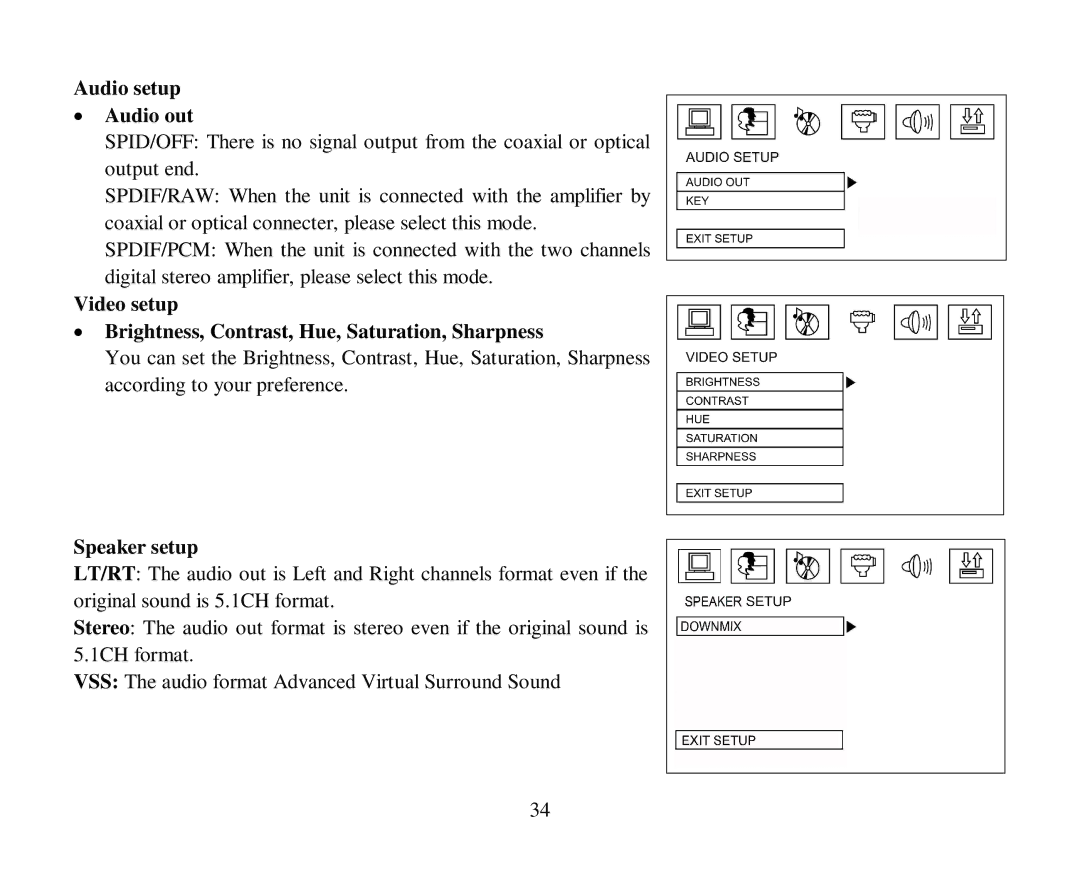 Hyundai H-CMD4012 instruction manual Audio setup Audio out, Speaker setup 