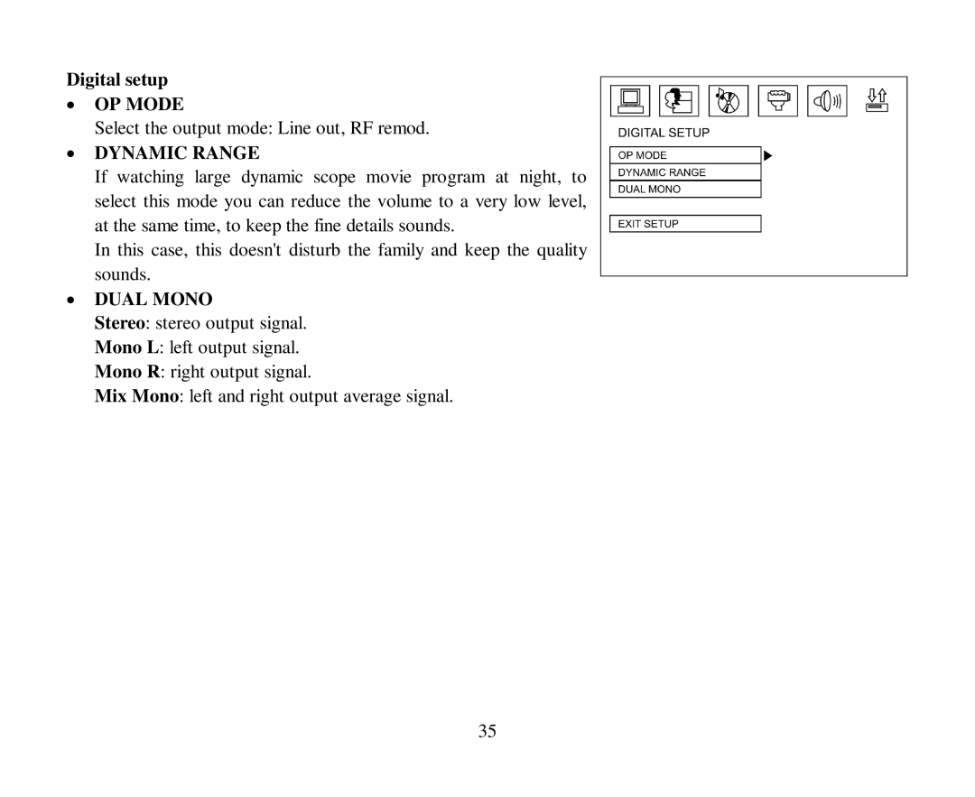 Hyundai H-CMD4012 instruction manual Digital setup, Dynamic Range 