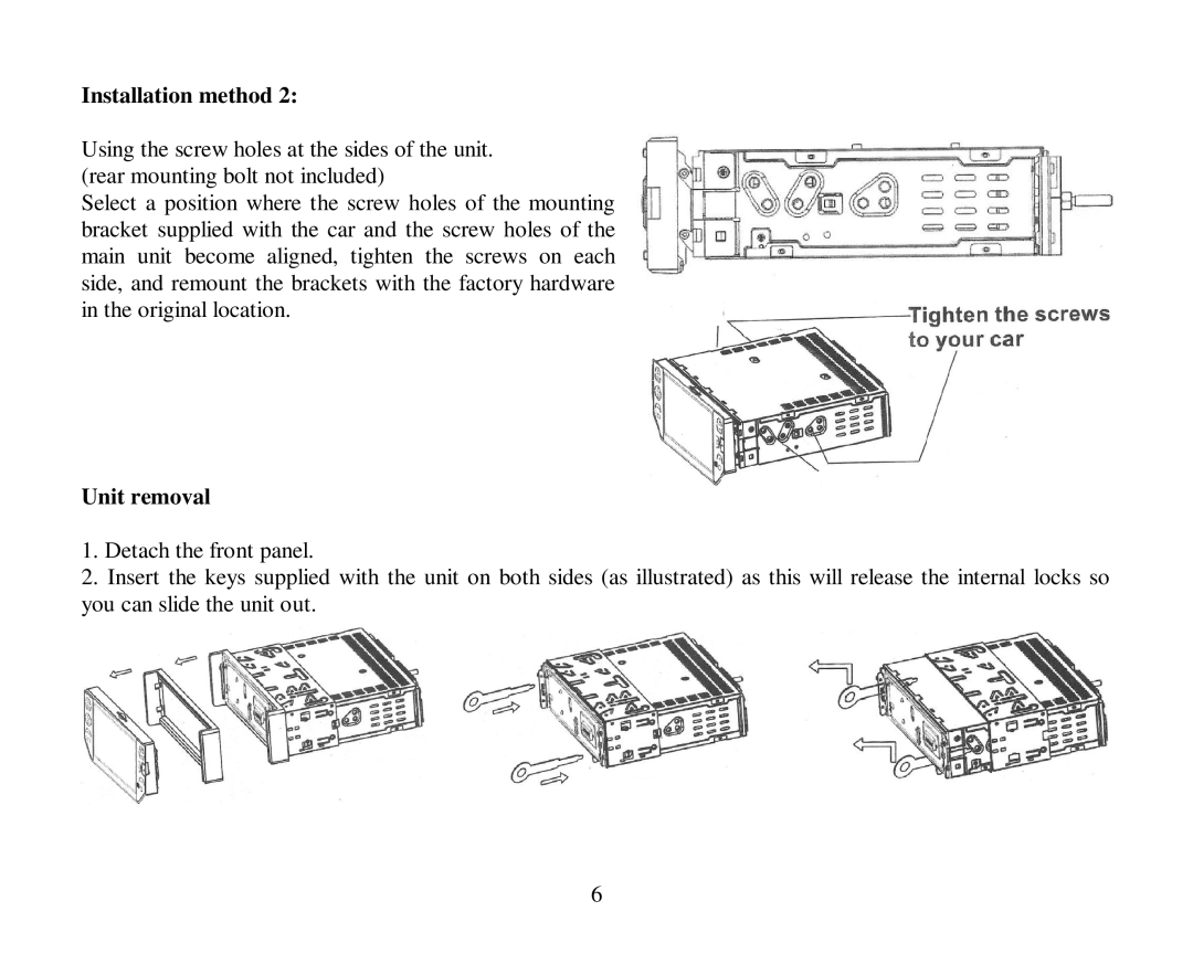 Hyundai H-CMD4012 instruction manual Installation method, Unit removal 