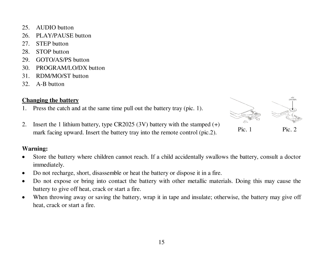 Hyundai H-CMD4015 instruction manual Changing the battery 