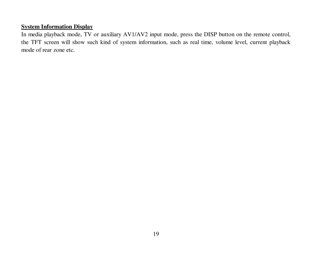 Hyundai H-CMD4015 instruction manual System Information Display 