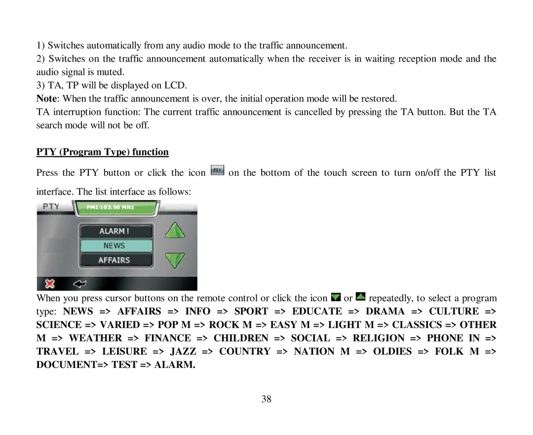 Hyundai H-CMD4015 instruction manual PTY Program Type function 