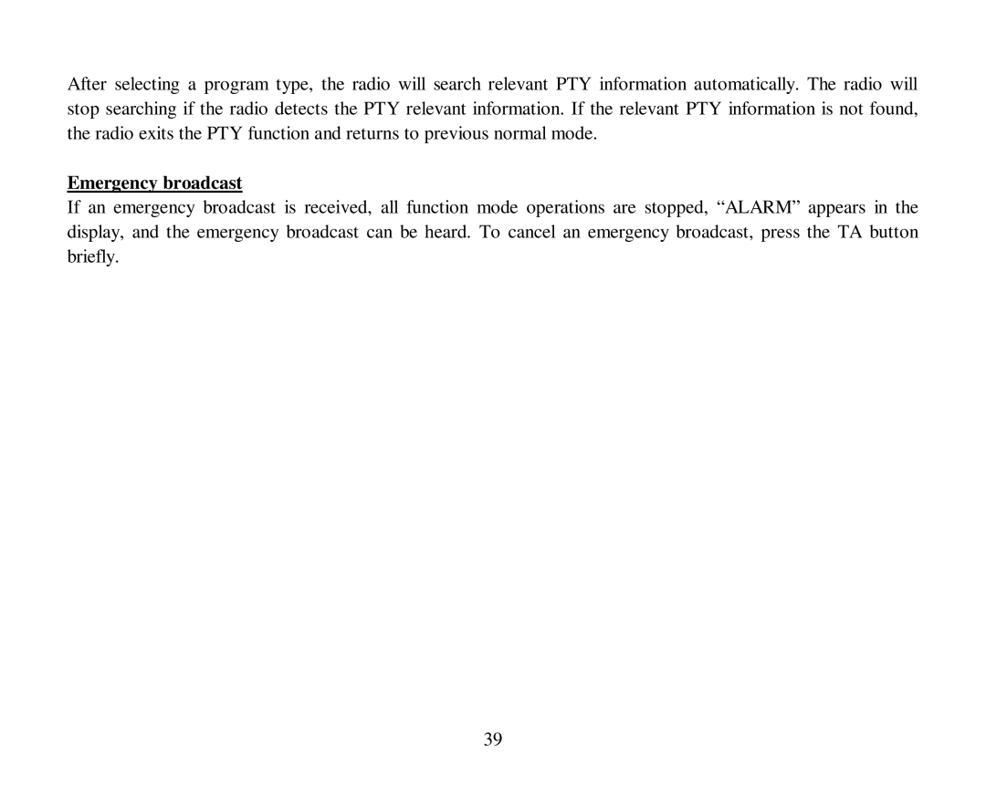 Hyundai H-CMD4015 instruction manual Emergency broadcast 