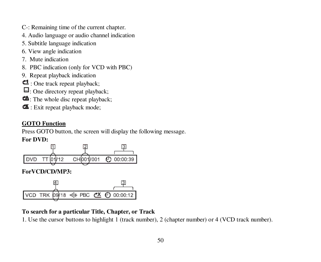 Hyundai H-CMD4015 instruction manual Goto Function 