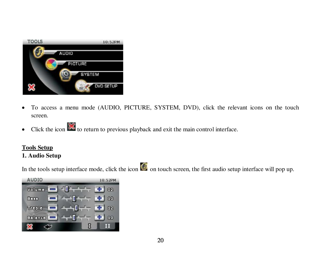 Hyundai H-CMD4015 instruction manual Tools Setup 1. Audio Setup 