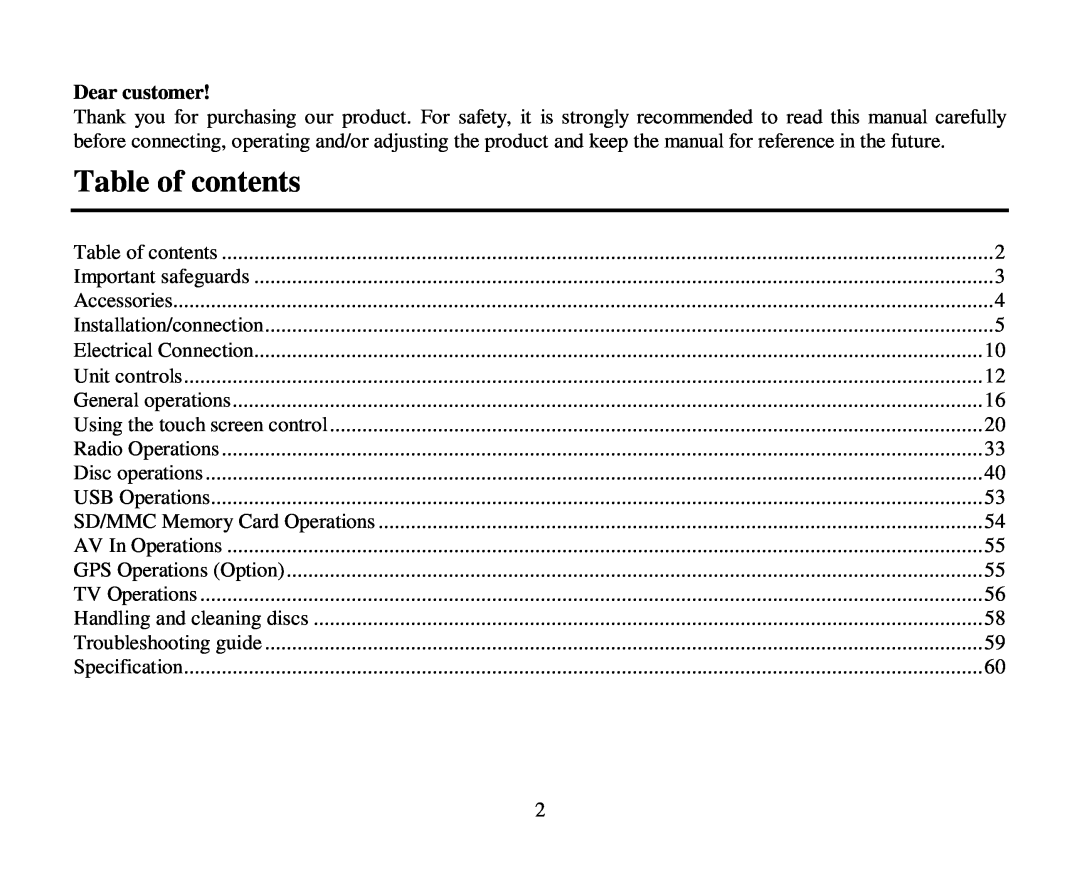 Hyundai H-CMD4015 instruction manual Table of contents 