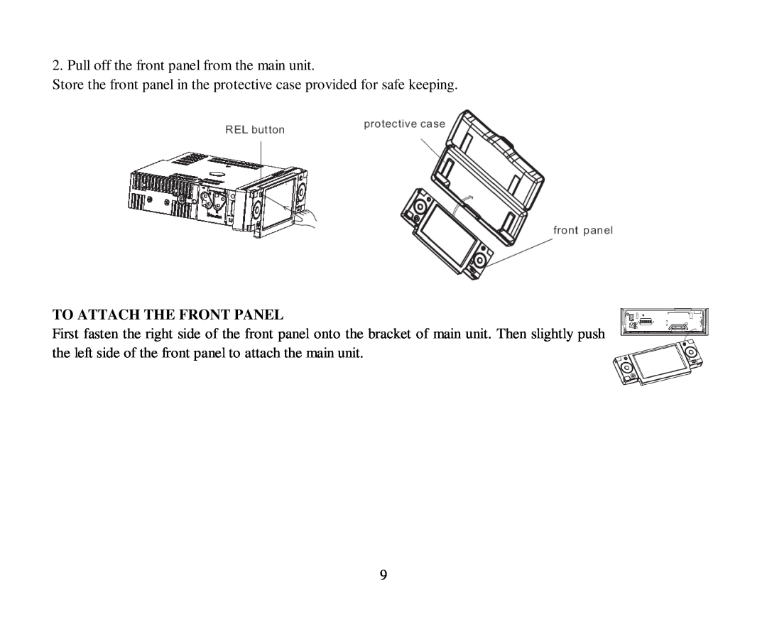 Hyundai H-CMD4015 instruction manual To Attach The Front Panel, Pull off the front panel from the main unit 