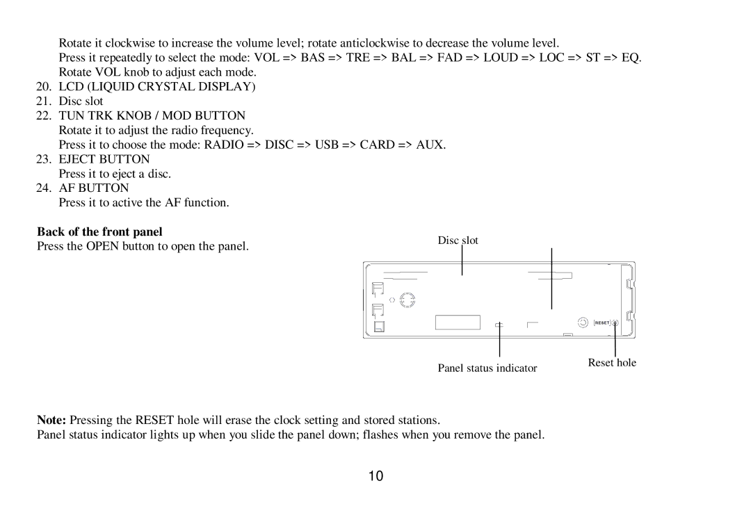 Hyundai H-CMD7075 instruction manual LCD Liquid Crystal Display, Back of the front panel 