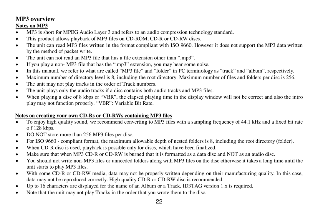 Hyundai H-CMD7075 instruction manual MP3 overview 