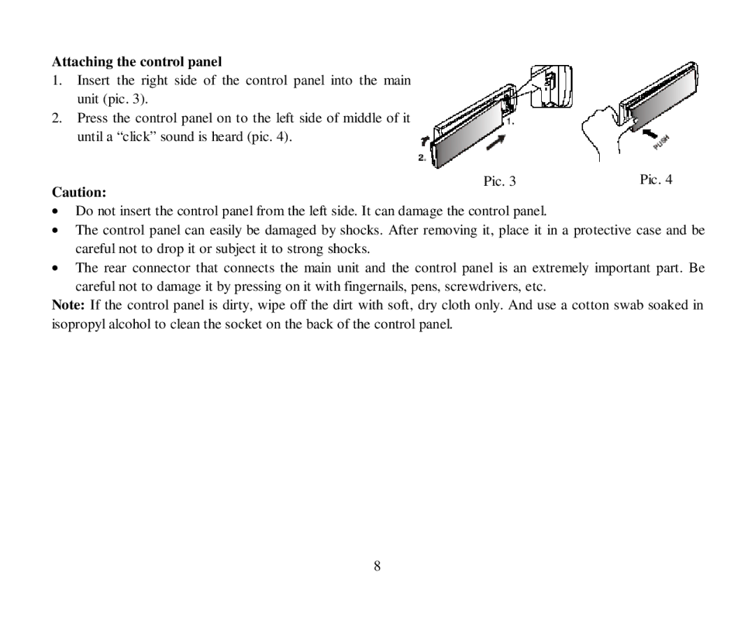 Hyundai H-CMD7086 instruction manual Attaching the control panel 