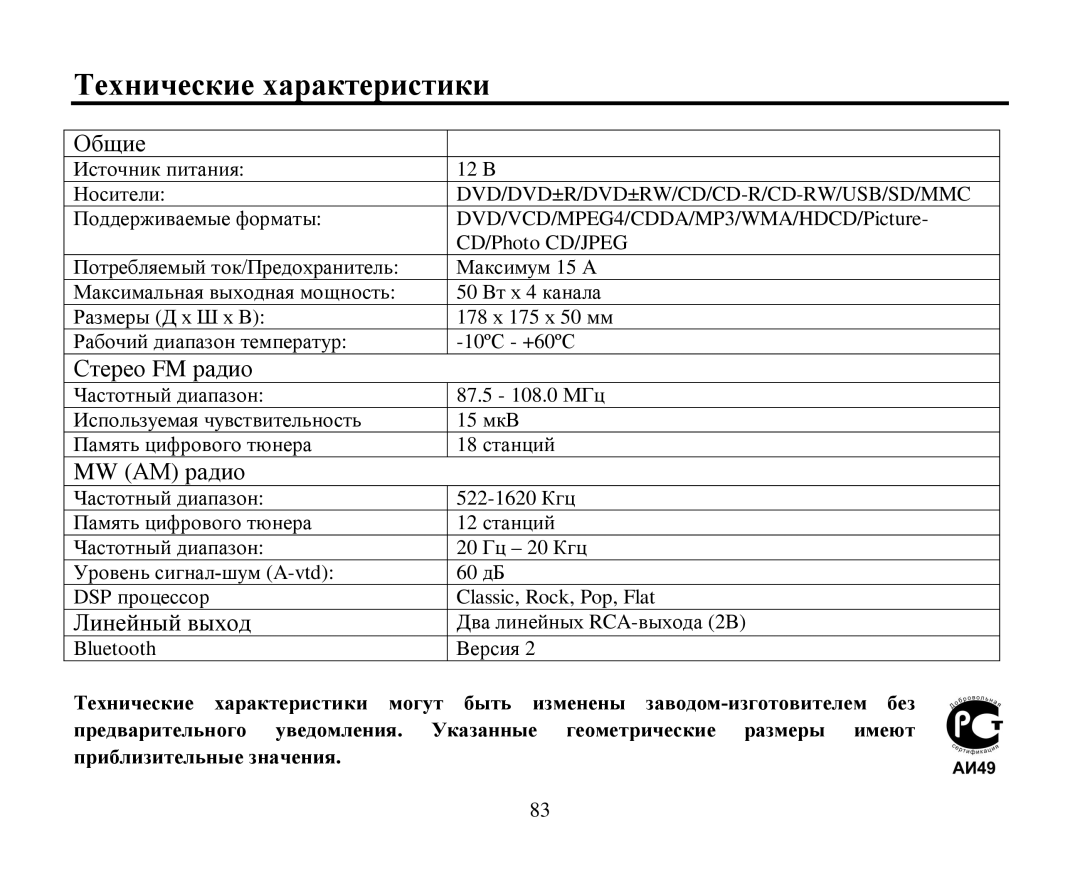 Hyundai H-CMD7086 instruction manual Τехнические характеристики 