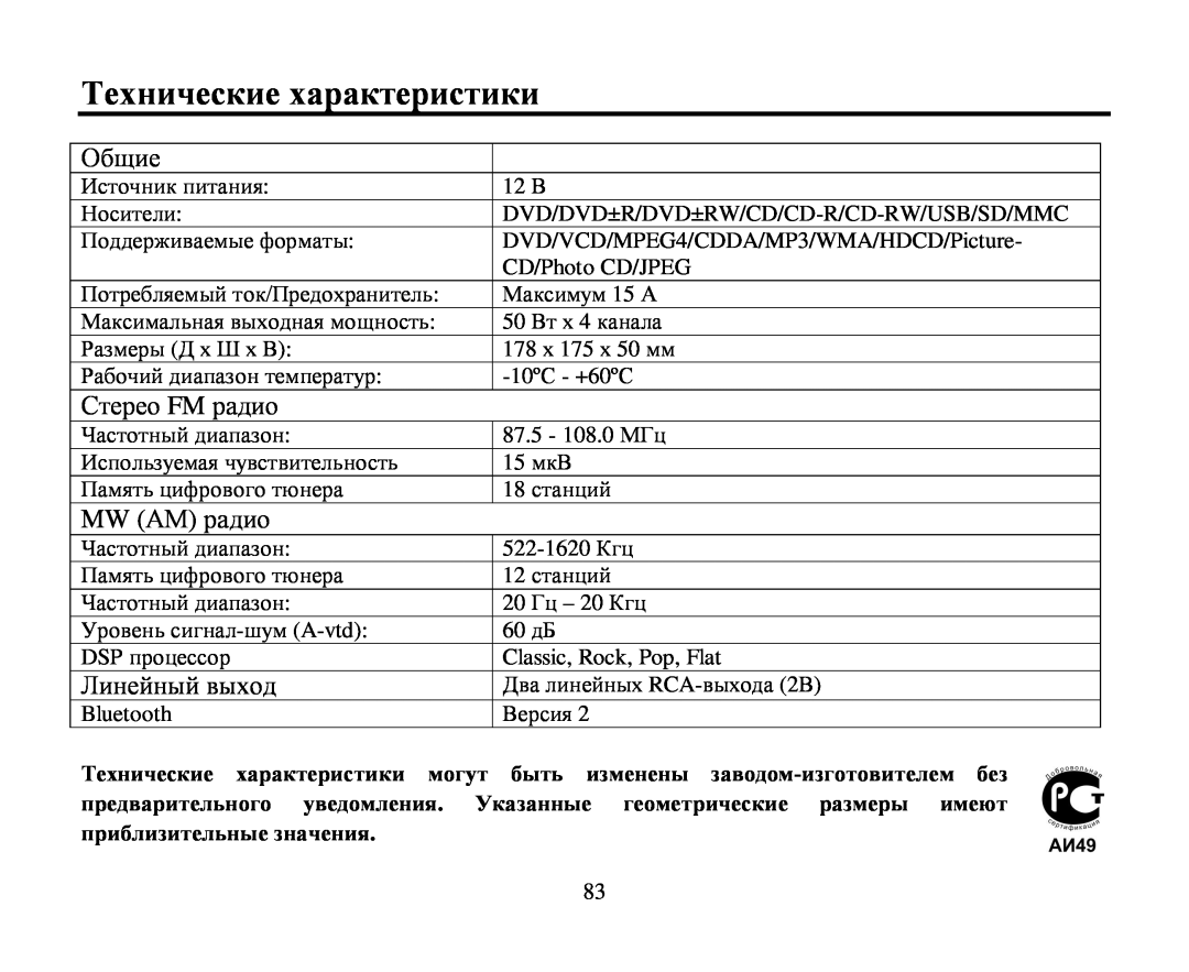 Hyundai H-CMD7086 instruction manual Τехнические характеристики 