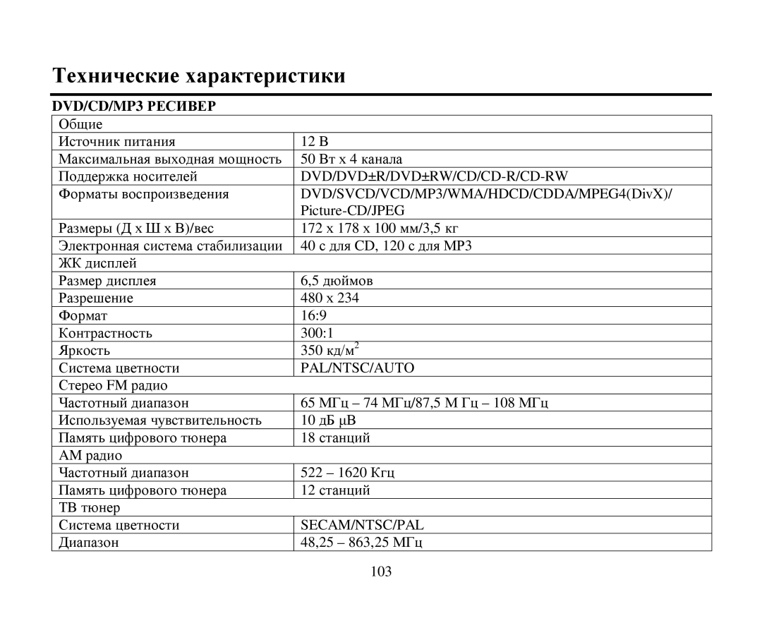 Hyundai H-CMDN6000 instruction manual Τехнические характеристики, DVD/CD/MP3 Ρεсиβερ 