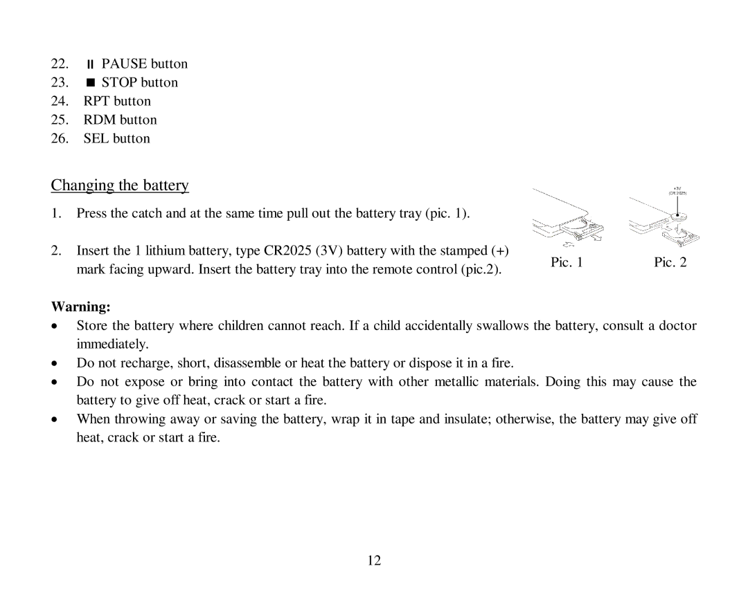 Hyundai H-CMDN6000 instruction manual Changing the battery 