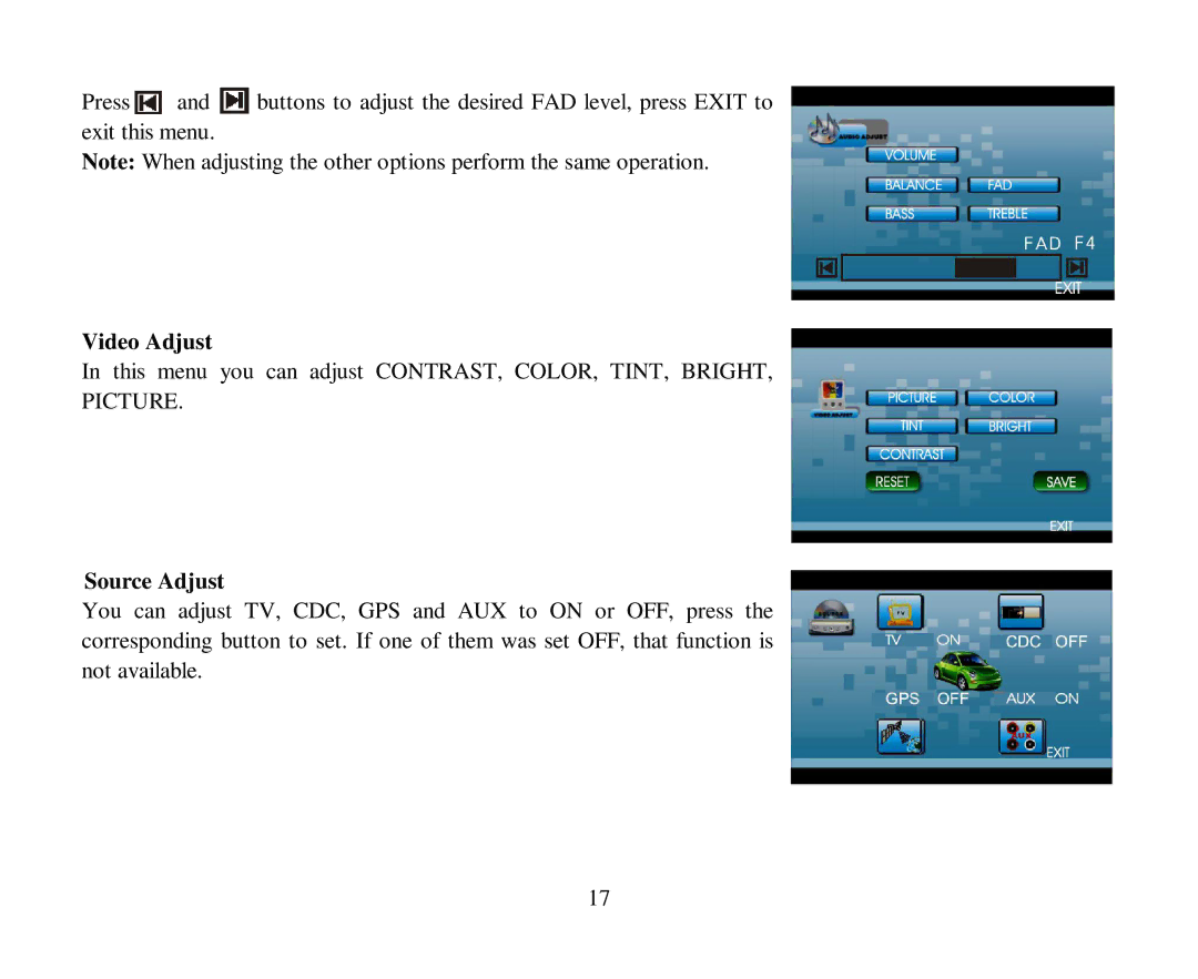 Hyundai H-CMDN6000 instruction manual Video Adjust, Source Adjust 