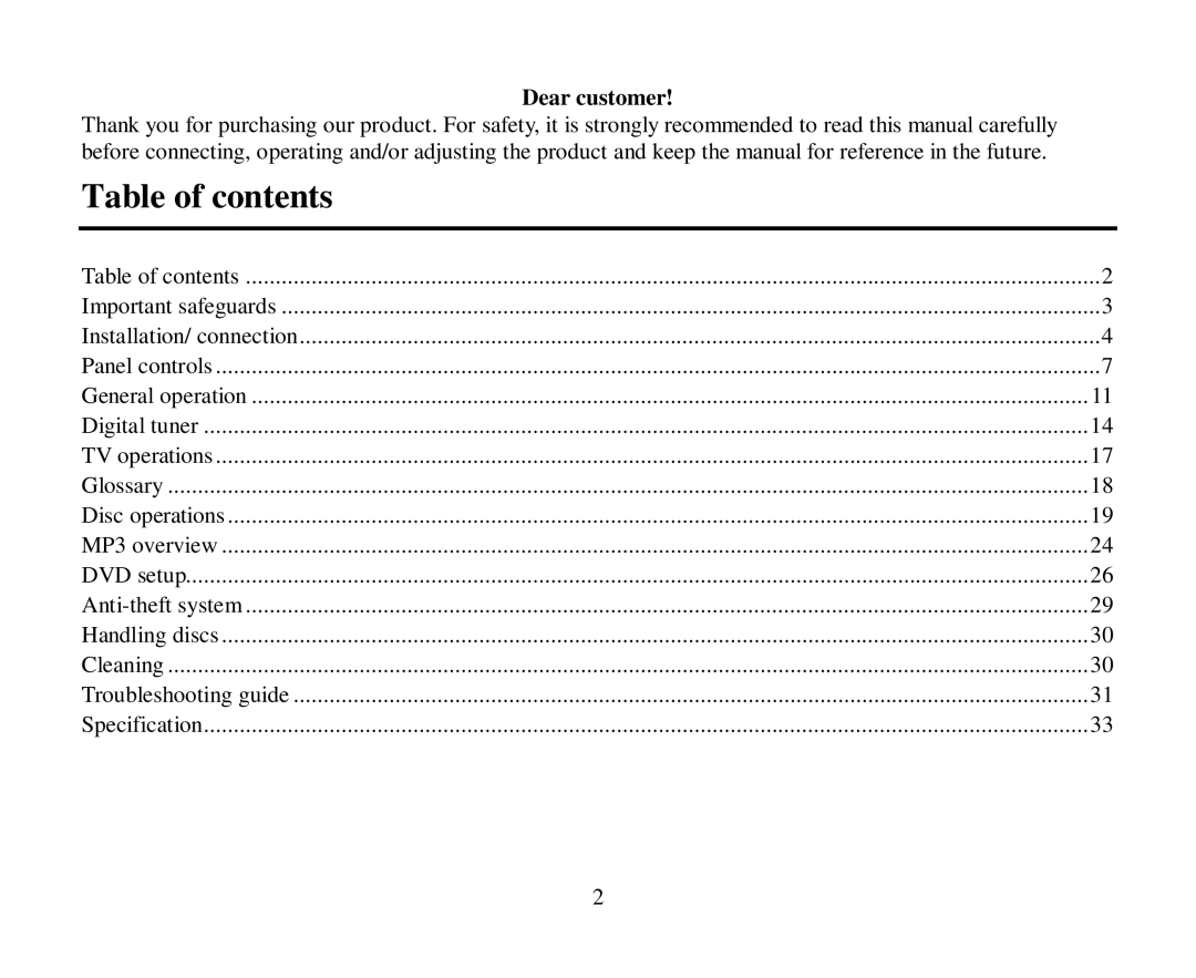 Hyundai H-CMMD4040 instruction manual Table of contents 