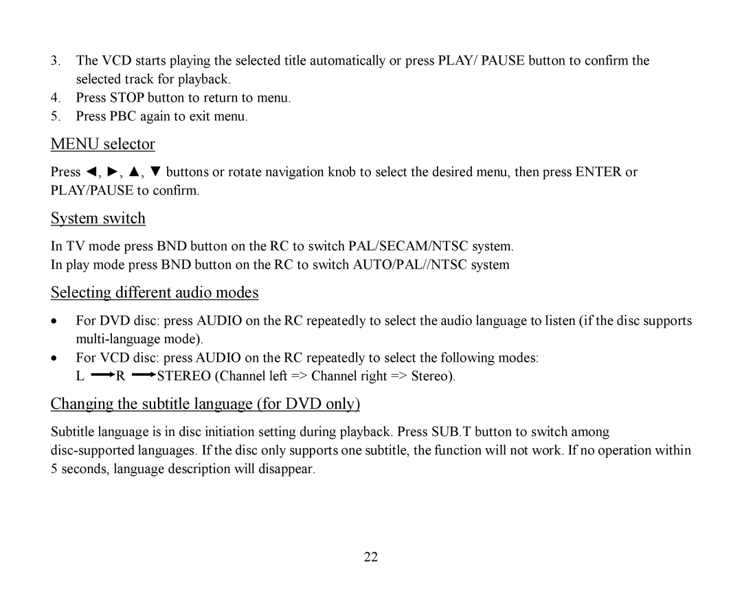 Hyundai H-CMMD4040 instruction manual Menu selector, System switch, Selecting different audio modes 