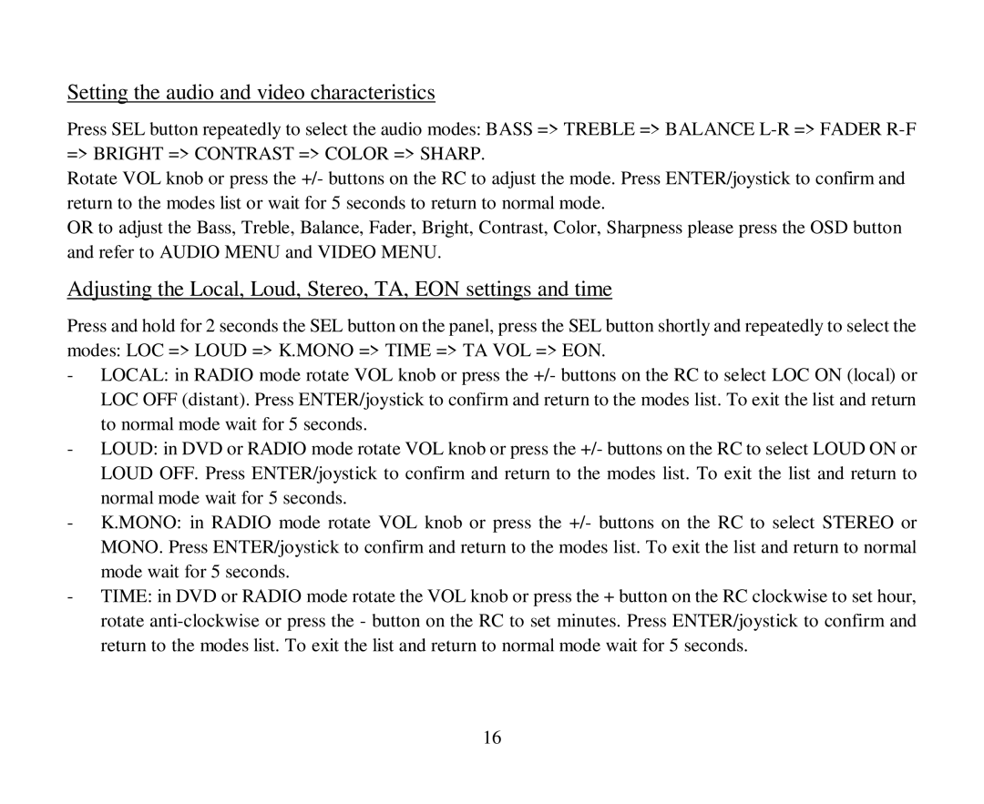 Hyundai H-CMMD4044 instruction manual Setting the audio and video characteristics 