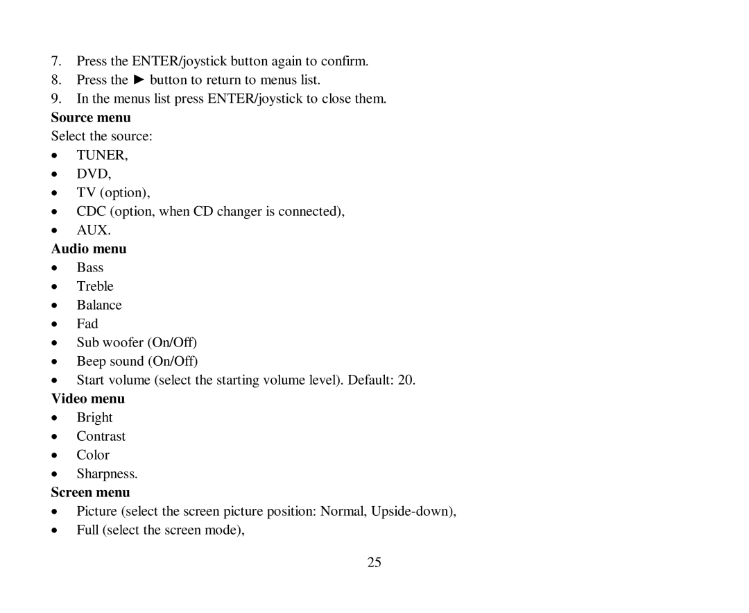 Hyundai H-CMMD4044 instruction manual Source menu Select the source Tuner 