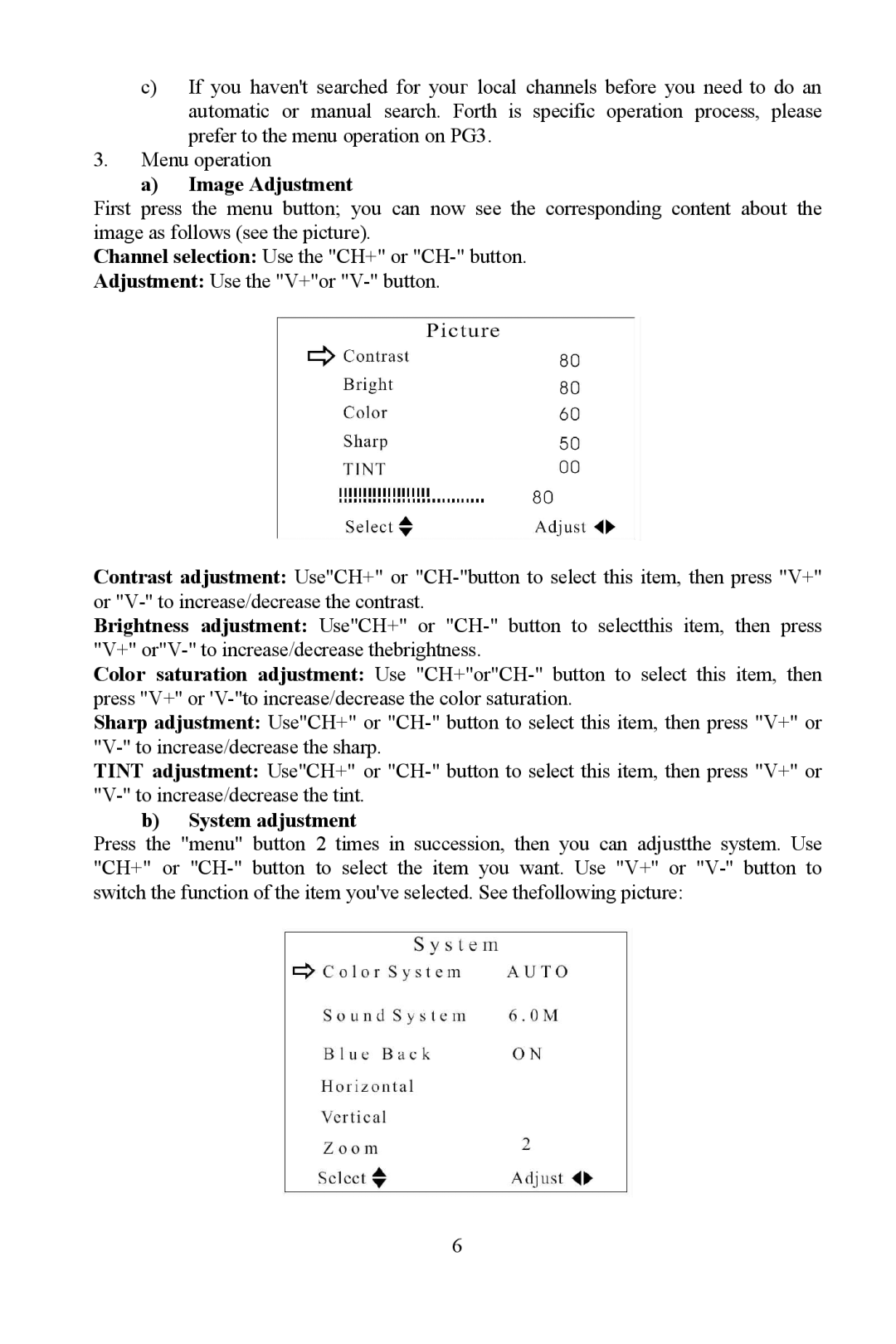 Hyundai H-LCD701 instruction manual Image Adjustment, System adjustment 