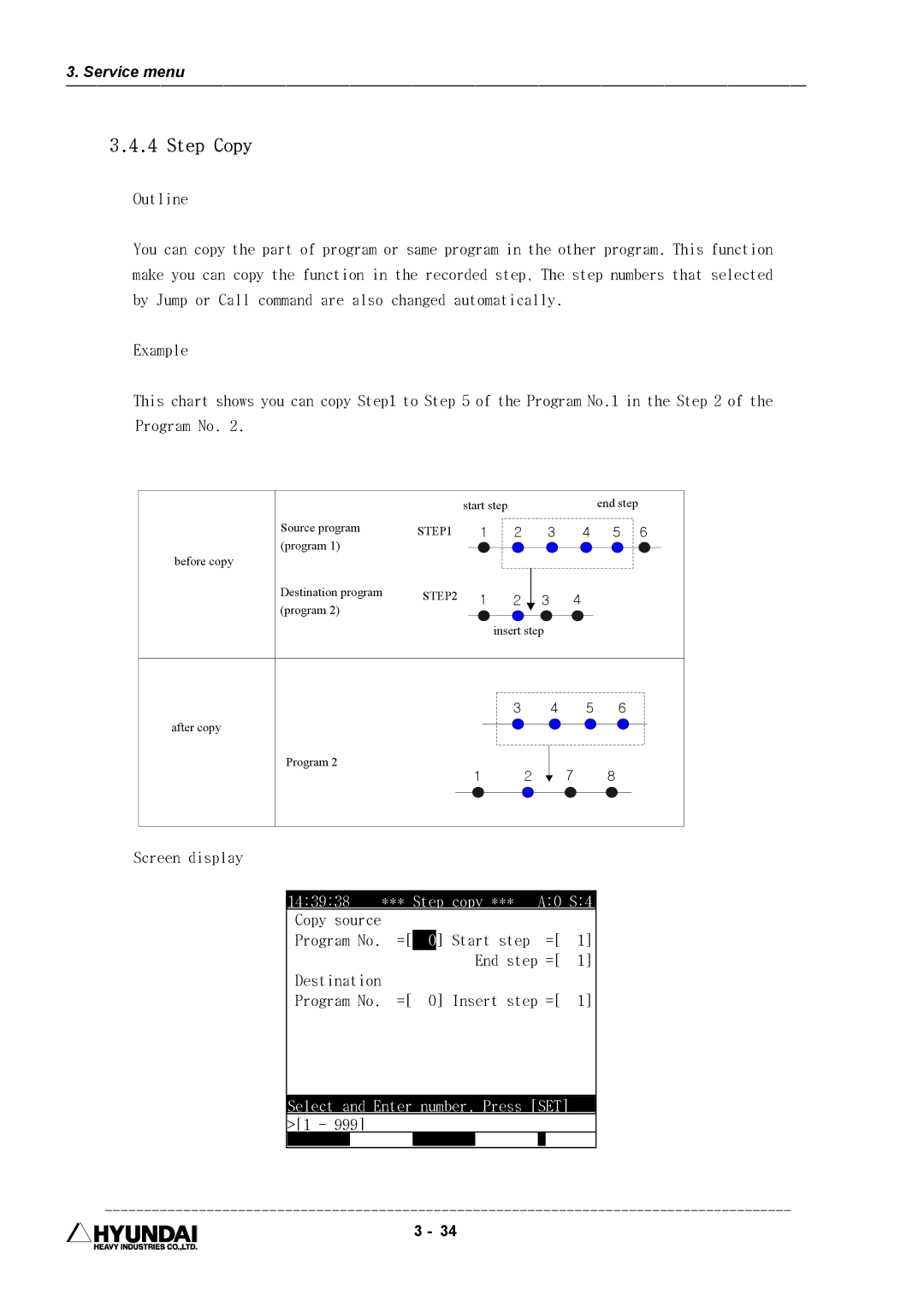 Hyundai HI4 operation manual Step Copy 