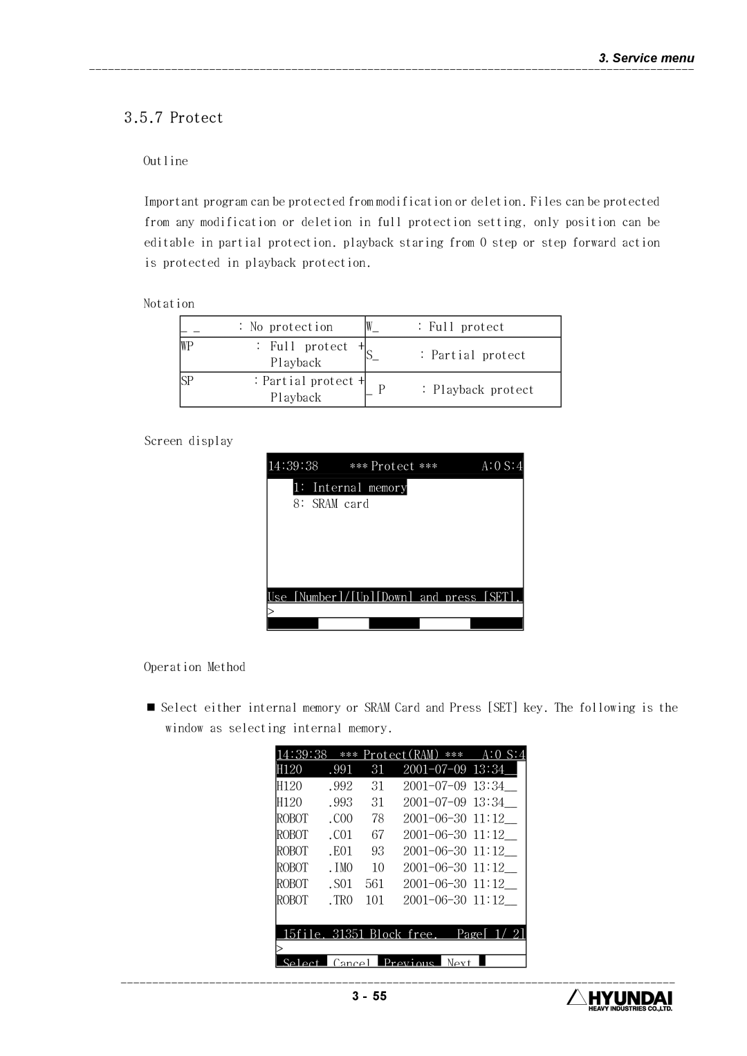 Hyundai HI4 operation manual Protect 