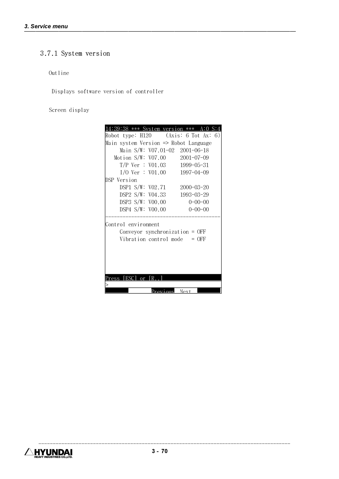 Hyundai HI4 operation manual 143938 *** System version *** A0 S4, Press ESC or R 