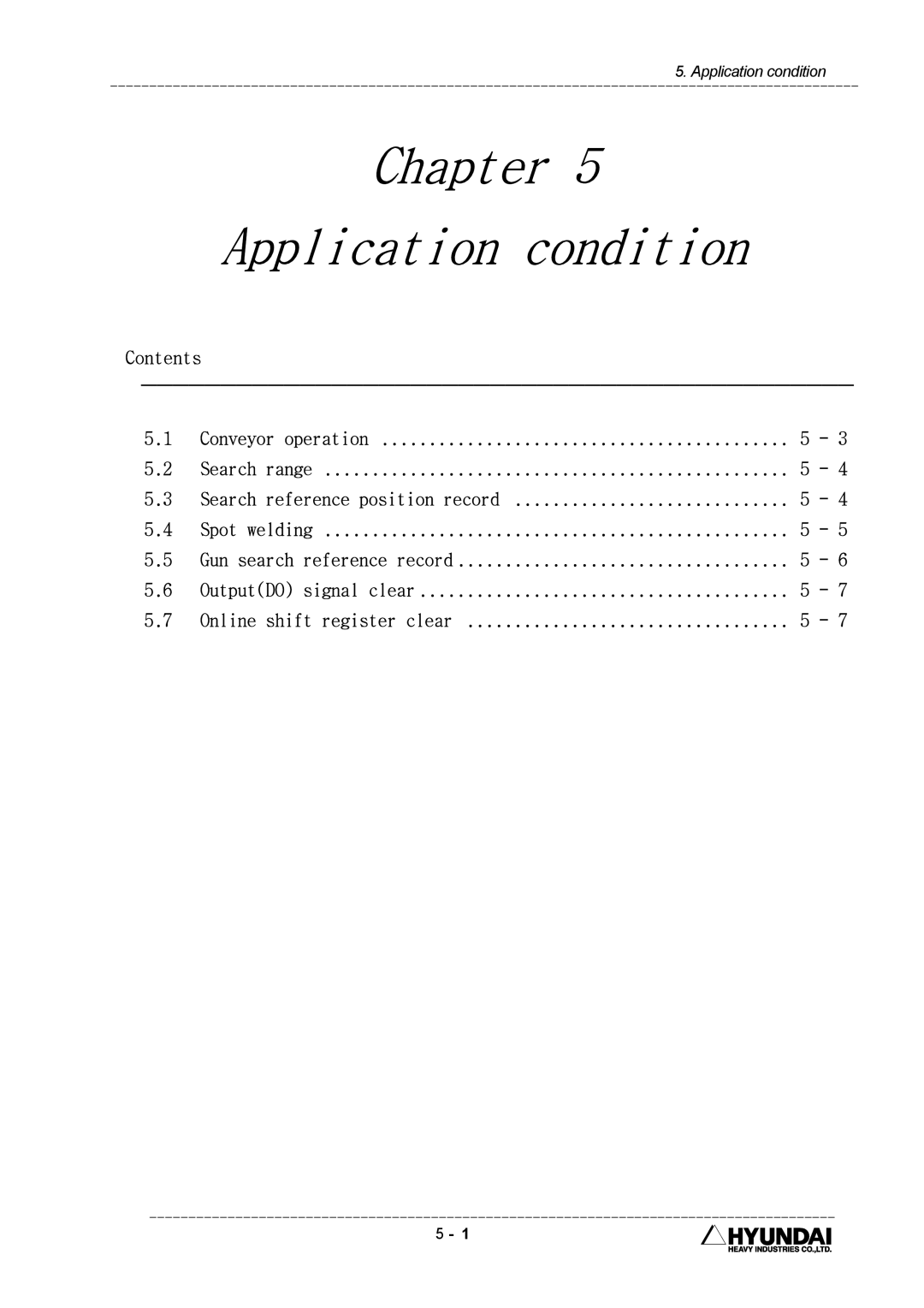 Hyundai HI4 operation manual Chapter Application condition 