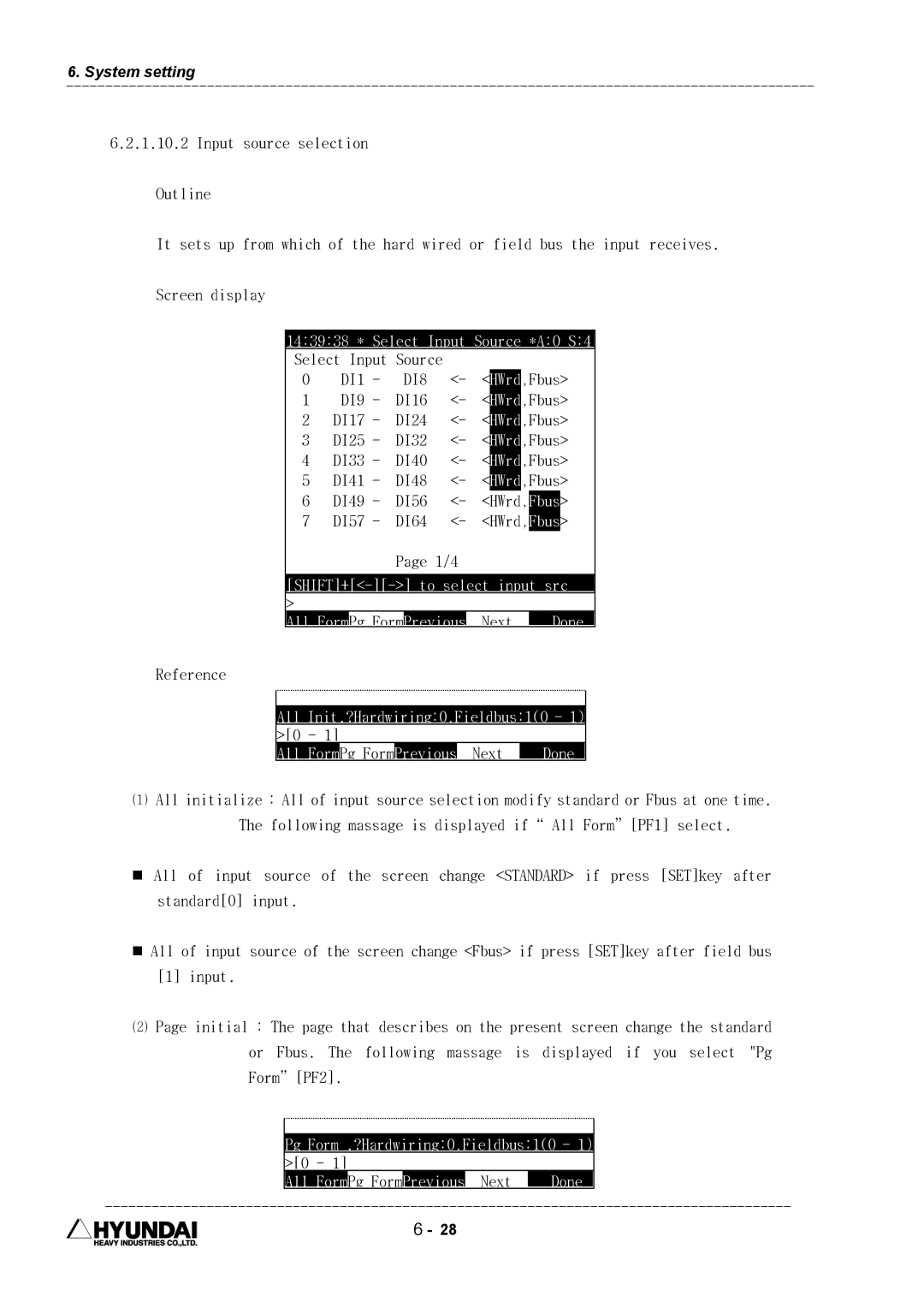 Hyundai HI4 operation manual DI1 DI8, DI9 