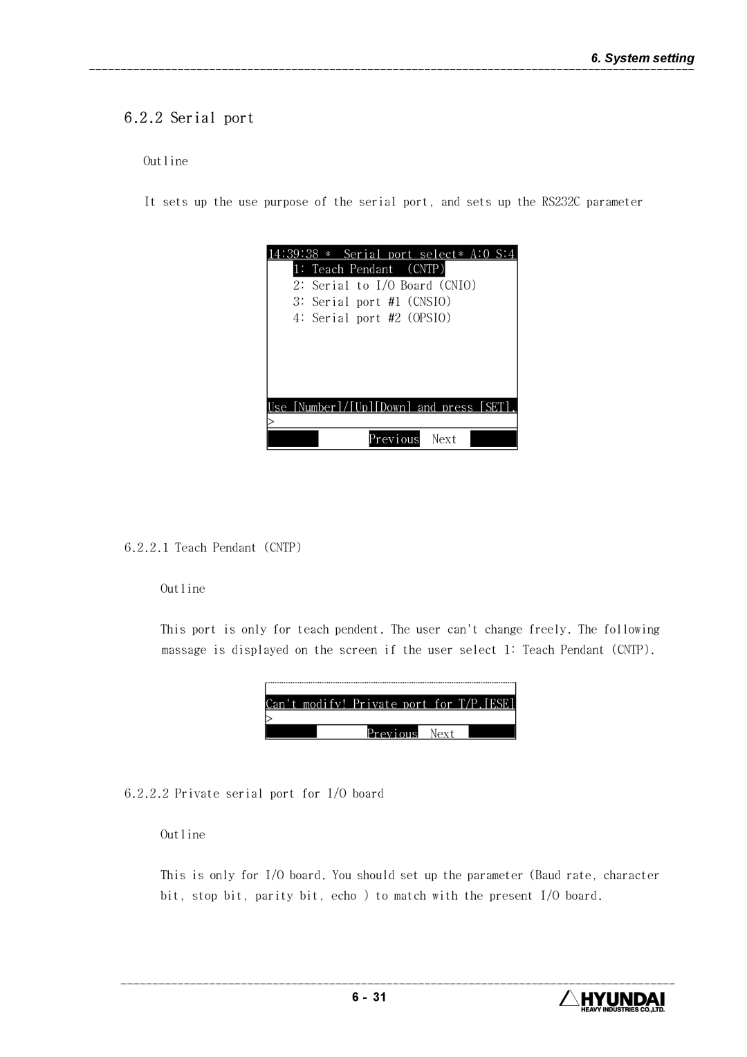 Hyundai HI4 operation manual 143938 * Serial port select* A0 S4 Teach Pendant Cntp, Teach Pendant Cntp Outline 