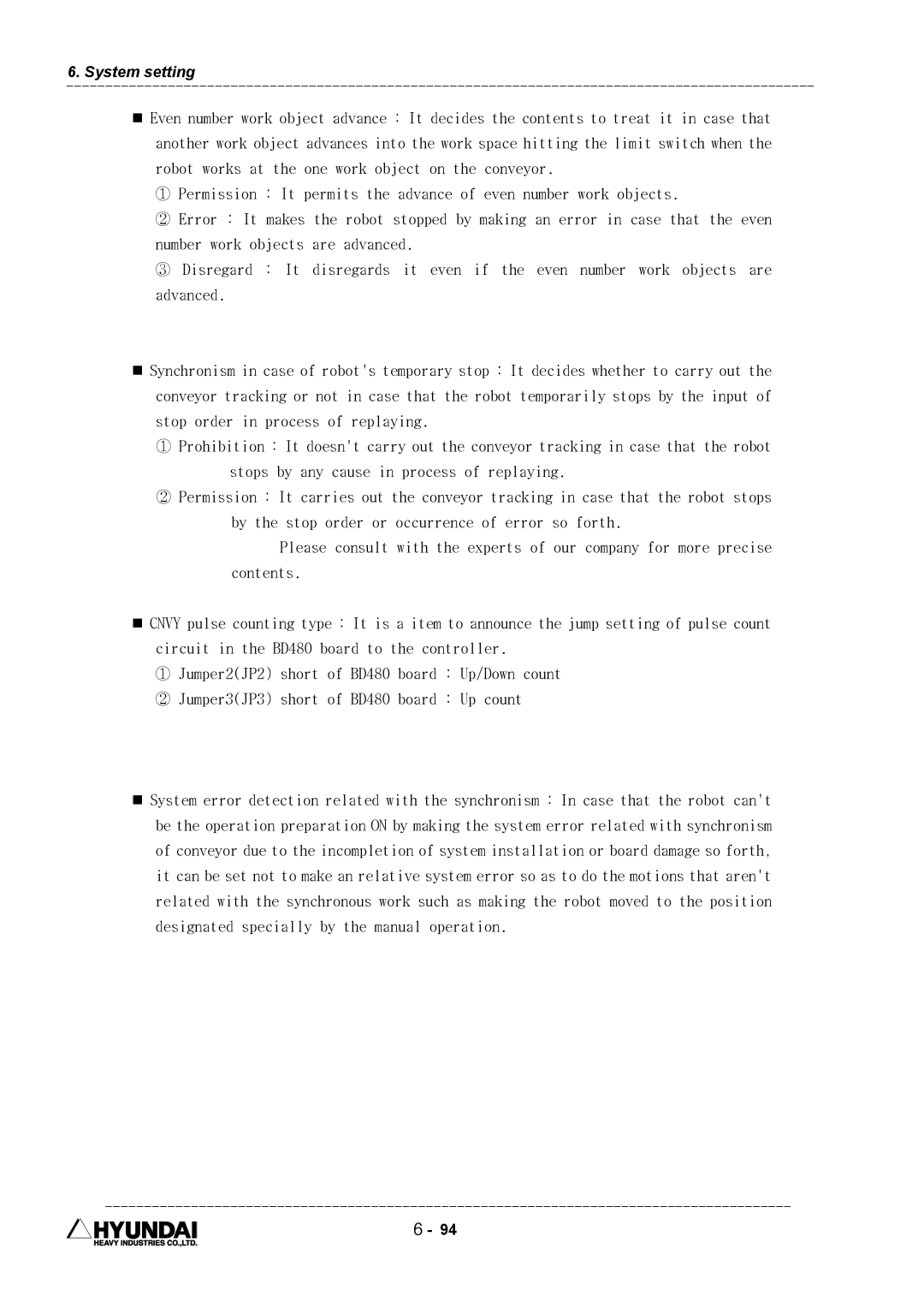 Hyundai HI4 operation manual System setting 