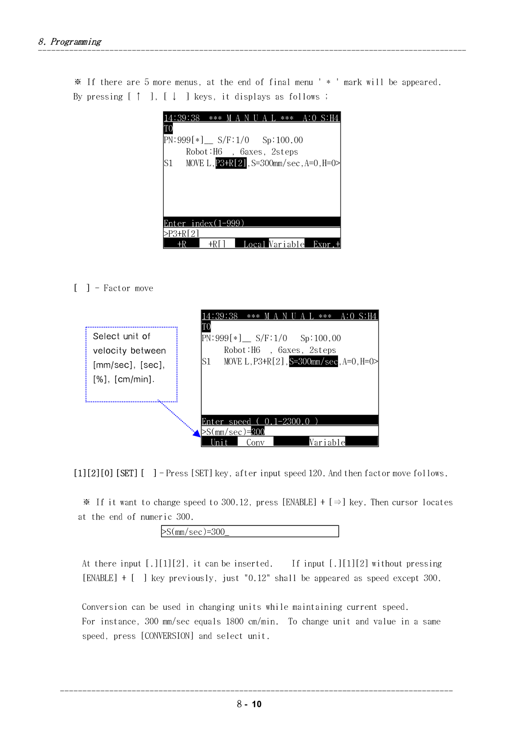 Hyundai HI4 operation manual P3+R2, Enter speed, Unit 