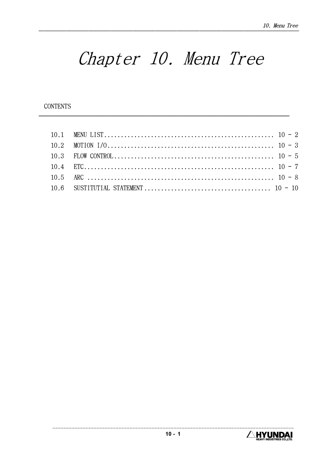 Hyundai HI4 operation manual Menu Tree 