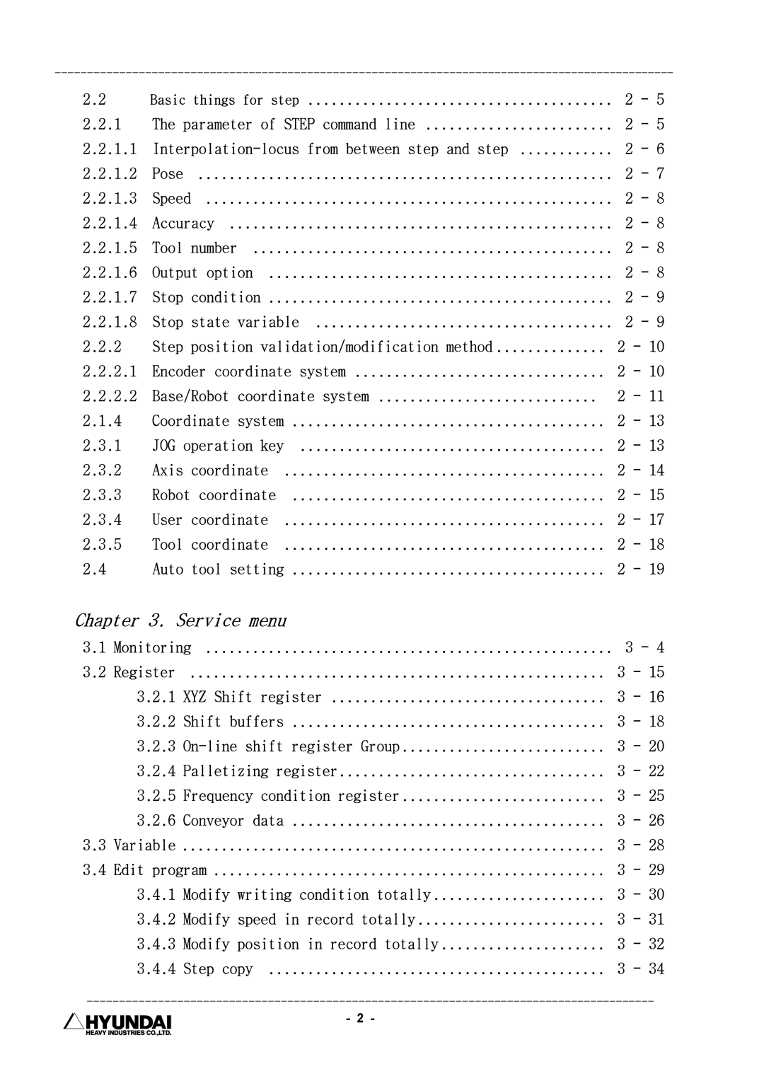 Hyundai HI4 operation manual 2.2, Basic things for step 