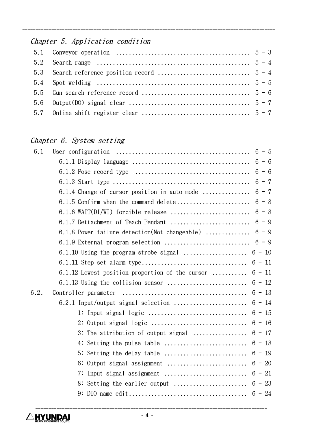 Hyundai HI4 operation manual Application condition 