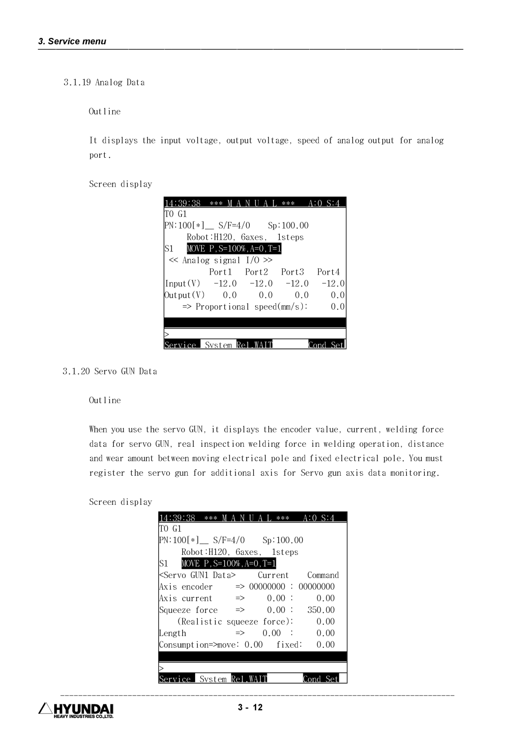 Hyundai HI4 operation manual 143938 *** M a N U a L, Servo GUN Data Outline 