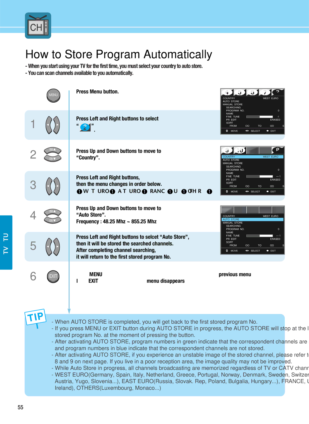 Hyundai HQL200NR, HQL170WR manual How to Store Program Automatically, TV Setup 